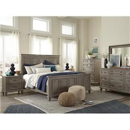 King Panel Bed, Dresser, Landscape Mirror, Nightstand